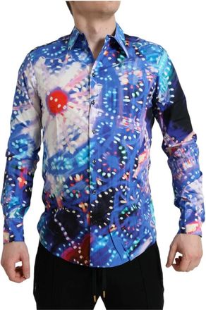 Dolce & Gabbana Multicolor Luminarie Martini Shirt - Heren - Casual Overhemden - Veelkleurig - M - Katoen - Overhemden