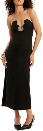 Bardot Paltrow Strapless Midi Dress in Black at Nordstrom, Size 12