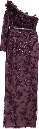 Saiid Kobeisy One-Shoulder Embroidered Tulle Dress