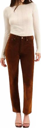Daze Smarty High Rise Slim Straight Pants In Cognac