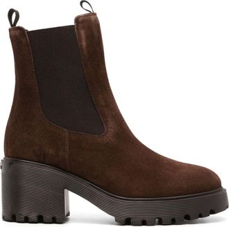 Hogan 70mm leather Chelsea boots - women - Suede - 37.5 - Brown