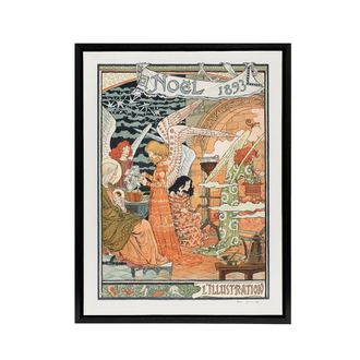 Artery8 Illustration Newspaper 1893 Christmas Grasset Framed Canvas Wall Art | Size: W24 x H32