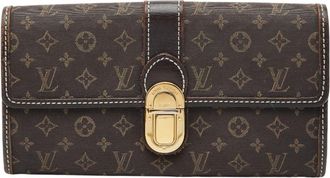 Louis Vuitton Brown Canvas Leather Long Wallet (Bi-Fold) (Pre-Owned)