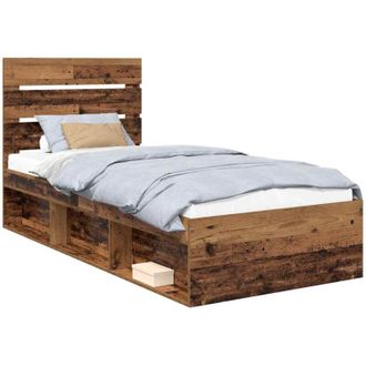 vidaXL Estructura De Cama Con Cabecera Madera Vieja 100 X 200 Cm Vidaxl