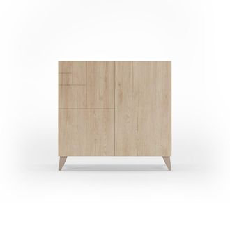 HERDASA Zapatero de melamina roble claro patas arena 87x90x27 cm