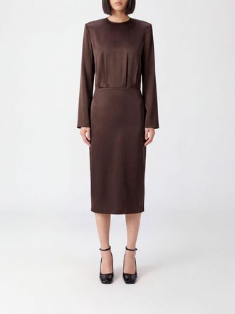 Federica Tosi Long-Sleeved Satin Midi Sheath Dress