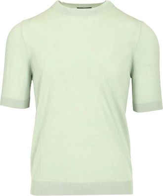 Ballantyne Slim fit ice cotton gebreid T-shirt - Heren - Ronde hals truien - Groen - 2XL - Katoen - Truien & Vesten