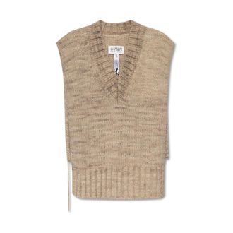 Maison Margiela Sleveless Knitwear, female, Beige, Size: L Wool Vest