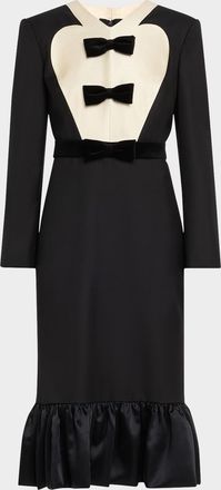 Valentino Garavani Bow Tuxedo Ruffle Midi Dress