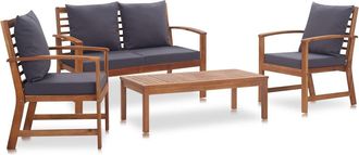 vidaXL Vidaxl - Muebles De Jard&iacute;n 4 Piezas Con Cojines Madera Acacia Maciza