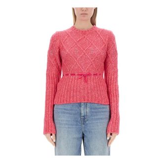 Cormio Round-neck Knitwear, female, Pink, Size: 2XS Oma 5 Embroidered Wool Blend Sweater