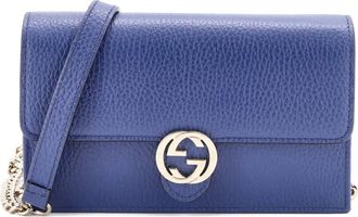 Gucci Wallet on Chain leren crossbodytas - Blauw