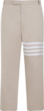 Thom Browne Camel Beige Cotton Unconstructed Straight Leg Trousers-Uomo
