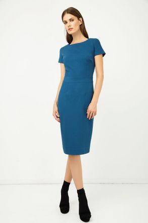 Móveis Conquista Petrol Fitted Cap Sleeve Dress