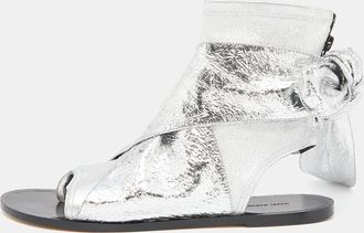 Isabel Marant Silver Leather Mosley Gladiator Flat Sandals