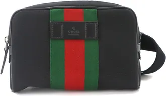 Gucci Black Canvas Leather Fanny Pack Sling Bag (Pre-Owned)