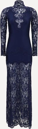 Paco Rabanne Abito lungo in pizzo e jersey Woman 38