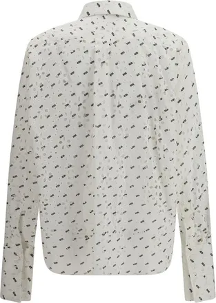 GCDS Womens White Cotton Pattern Shirt