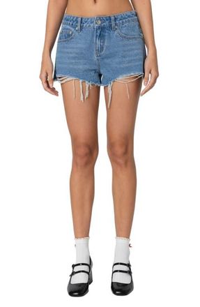 Edikted Fern Cutoff Denim Shorts in Blue at Nordstrom, Size X-Small