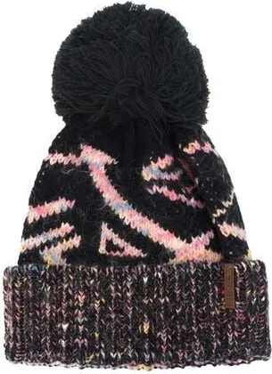 Trespass Diandra Colour Block Knitted Pom Pom Beanie in Black at Nordstrom