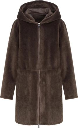 DIEGO M Omkeerbare faux fur jas met borduursel - Dames - Jassen - Bruin - 2XL - Polyester - Jassen