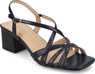 Journee Collection Shyla Block Heel Sandal in Navy at Nordstrom Rack, Size 9.5