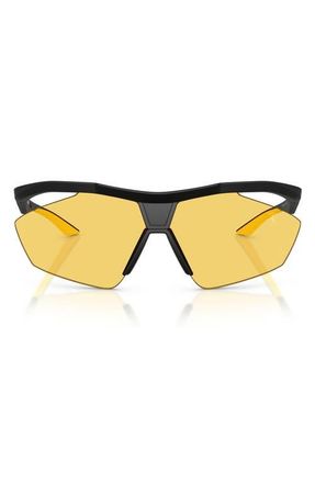 Ferrari 81mm Semi Rimless Irregular Sunglasses in Black Matte /Yellow Solid at Nordstrom