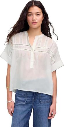 Madewell Womens Madewell Samoa Top White Sushi Voile Henley Neck Short Sleeve RED1315