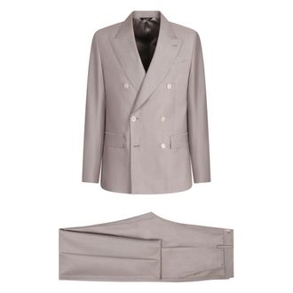 Dolce & Gabbana Double Breasted Suits, male, Gray, L, Wool Suit with Silk Jacket