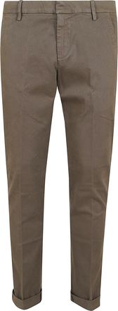 Dondup Low-Rise Brown Stretch Cotton Trousers With Tailored Fit