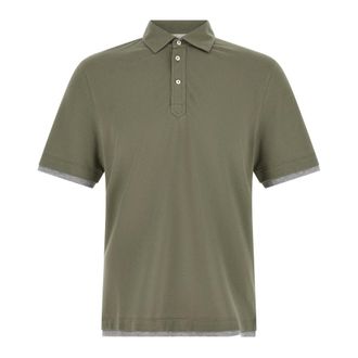 Brunello Cucinelli Polo shirt van katoenpiqu&eacute; - Heren - Tops - Groen - Maat: XS Katoen