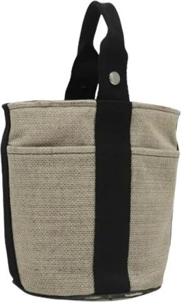 Herm&egrave;s Pre-owned Bucket Bags, female, Gray, Size: ONE SIZE Pre-owned Vintage Canvas Bucket Bag