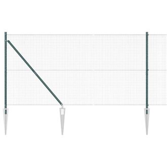 Berkfield Home Welded Wire Fence with 7 Spike Posts Green 1.4x10 m Steel