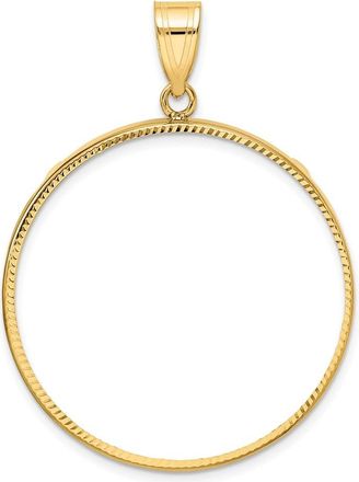 Diamond2Deal 14k Yellow Gold and Diamond-cut 32.7mm Prong Coin Bezel Pendant