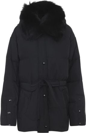 Yves Salomon Zwarte jas voor vrouwen Aw 25 - Dames - Gewatteerde jassen - Zwart - XL - Polyester - Jassen