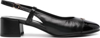 Tory Burch 45mm Double T-motif leather pumps - women - Calf Leather/Calf Leather/Goat Skin - 10.5 - Black