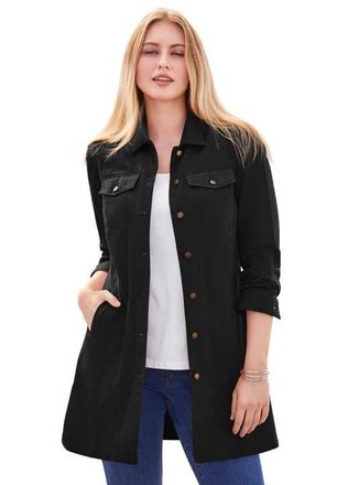 Jessica London Long Denim Jacket in Black at Nordstrom, Size 16