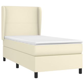 vidaXL Cama Box Spring Con Colch&oacute;n Cuero Sint&eacute;tico Crema 80x200 Cm Vidaxl