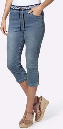 Heine Caprijeans HEINE, Damen, Gr. 34, Normalgr&ouml;ssen, blau, bleached, 56% Baumwolle, 19% Polyester, 14% Lyocell, 10% Viskose, 1% Elasthan, gemustert, mehrfa