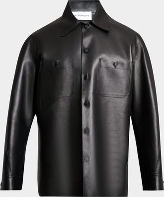 Givenchy Mens Tonal Leather Overshirt