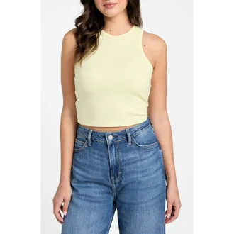 Guess Minka Racerback Rib Tank in Cotton Yellow at Nordstrom, Size Large
