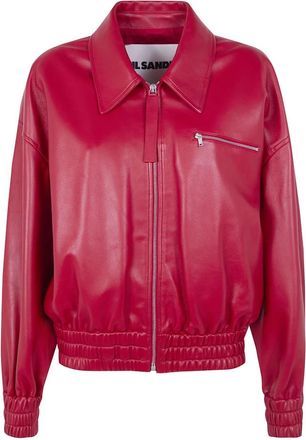 Jil Sander Leather Jassen - Dames - Leren en Su&egrave;de Jassen - Rood - S - Jassen