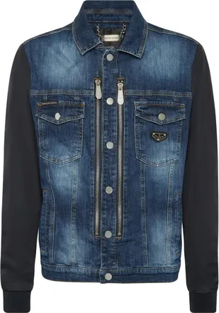 Philipp Plein Composed Denim Zip Jacket College - Heren - Spijkerjassen - Blauw - M - Denim - Jassen
