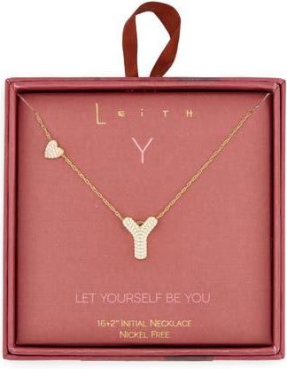 Leith Cubic Zirconia Heart & Bubble Initial Pendant Necklace in Y- Clear- Gold at Nordstrom Rack
