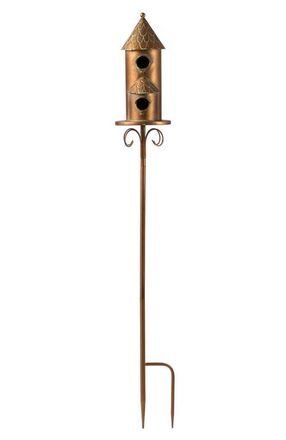 Glitzhome Farmhouse Faux Copper 2-Tiered Metal Decorative Garden Birdhouse with Stake at Nordstrom, Size Large