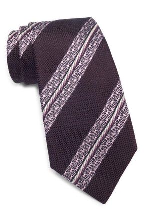 Ermenegildo Zegna Stripe Silk Tie in Dark Red Stripe at Nordstrom