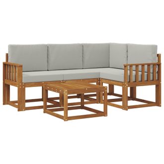 vidaXL Conjunto De Sof&aacute;s De Exterior 5 Pcs Gris Natural Y Claro Vidaxl