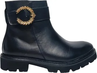 Pollini stivali e stivaletti Pelle - Dames - Enkellaarsjes - Zwart - 38 EU - Leer - Schoenen