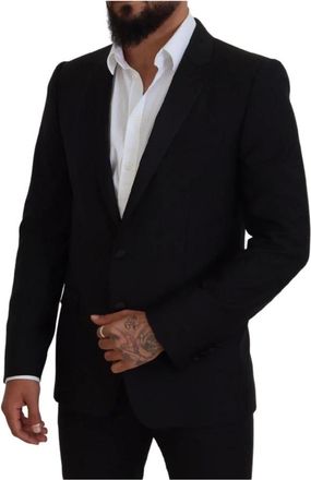 Dolce & Gabbana Blazers, male, Black, Size: L Black Two-Button Martini Blazer