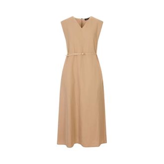Fabiana Filippi Midi Dresses, female, Brown, Size: S M148 Belted V-neck Dress